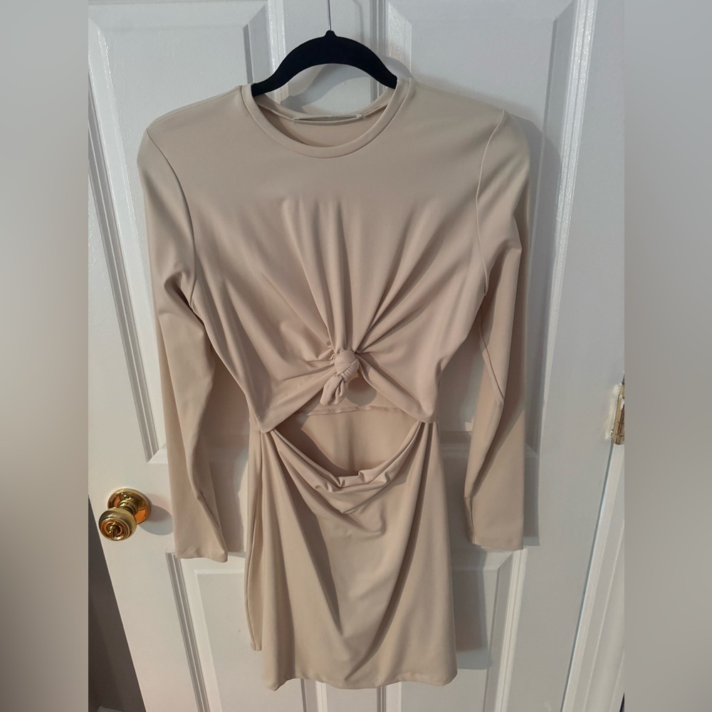 Susana Monaco Tan Ruched Cut-Out Bodycon Dress